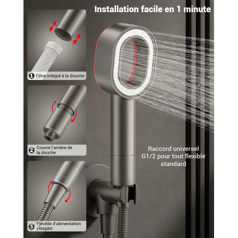Pommeau de douche filtrant haute pression