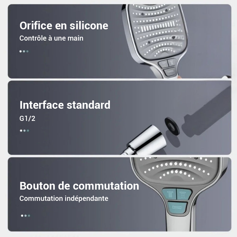 Pommeau de douche haute pression carré