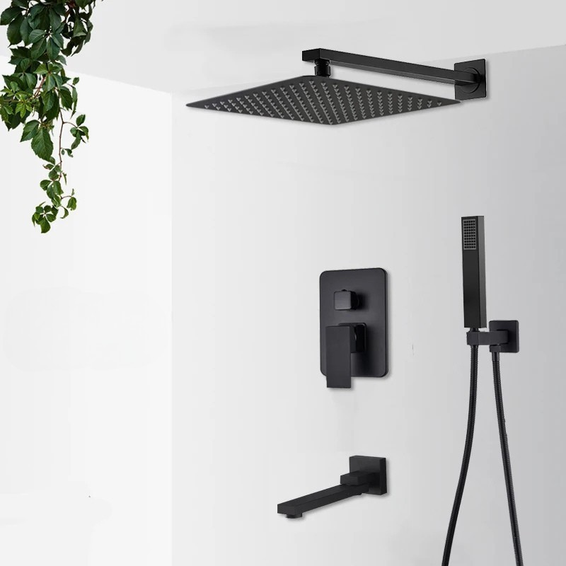 Colonne de douche noire robinet pivotant