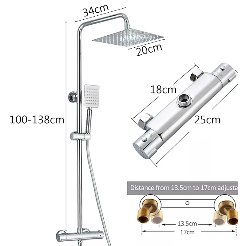 Colonne de douche carrée avec pommeau