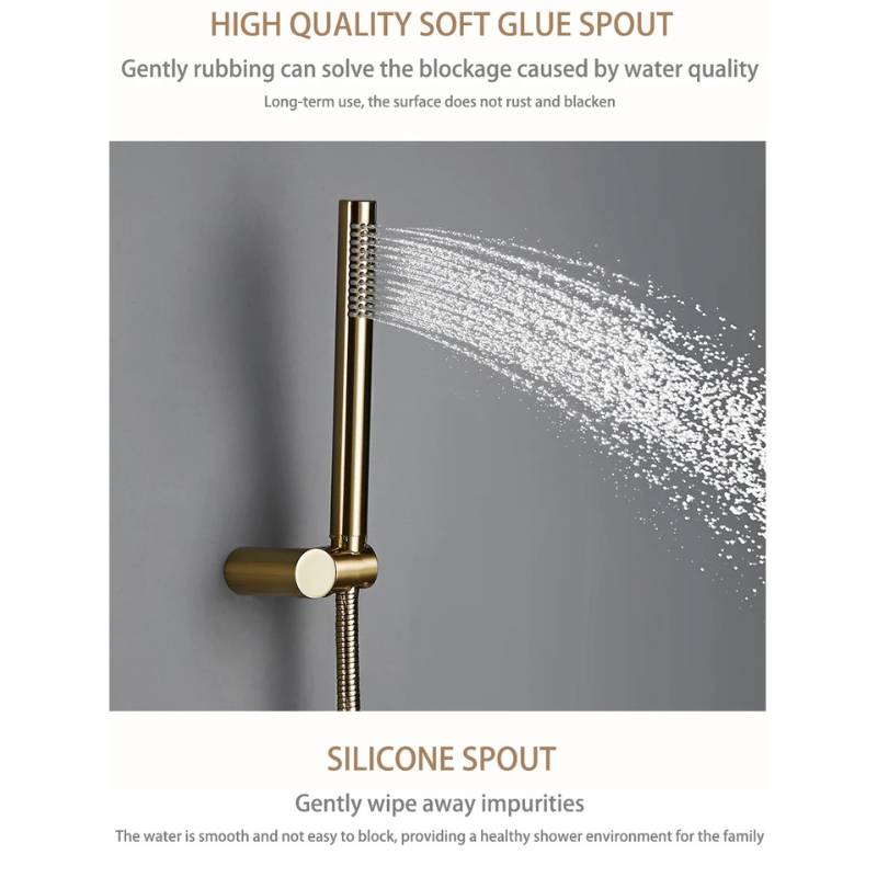 Colonne de douche avec mitigeur en or