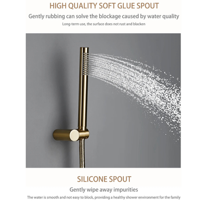 Colonne de douche avec mitigeur en or