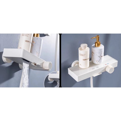 Colonne de douche blanche avec pommeau