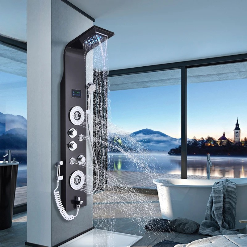 Colonne de douche hydromassante avec bidet