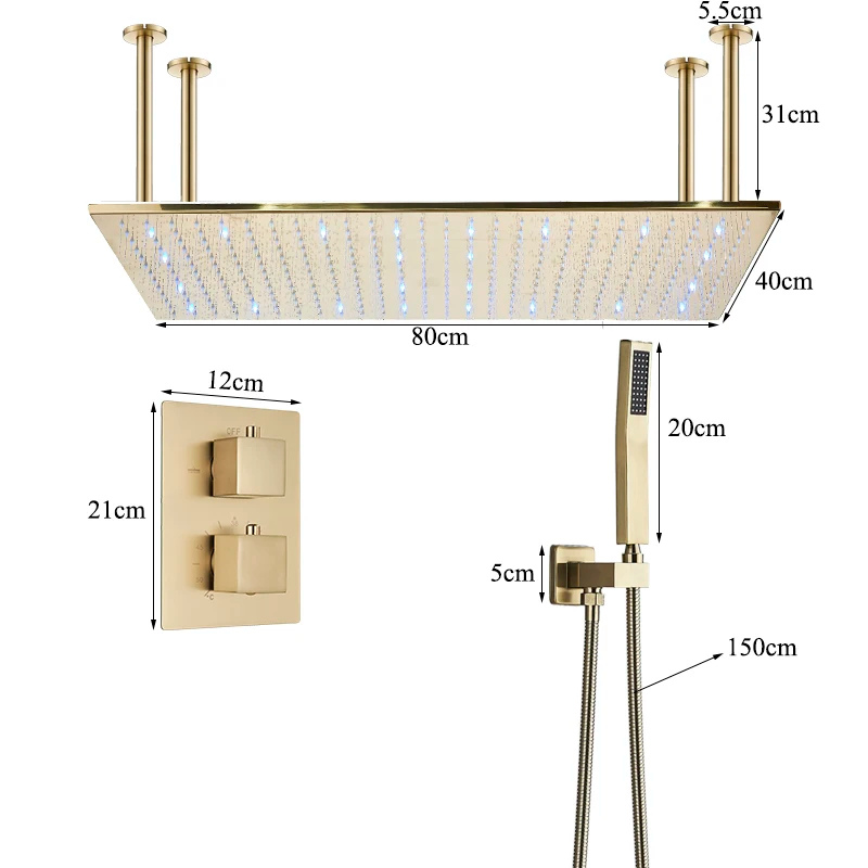 Colonne de douche thermostatique plafond