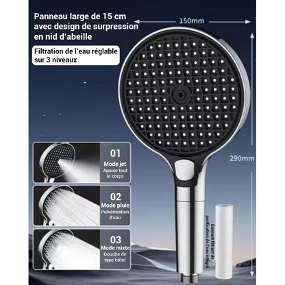 Pommeau de douche anti calcaire 3 modes