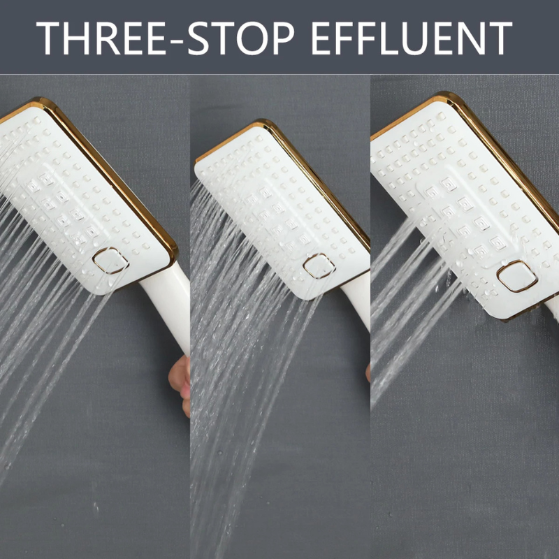 Colonne de douche carrée finition en or