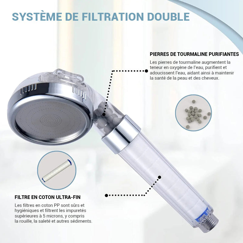 Pommeau de douche filtrant avec jet puissant