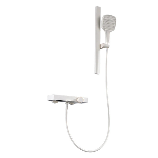 Colonne de douche blanche avec pommeau