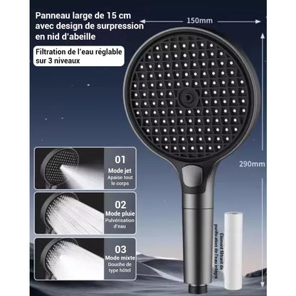 Pommeau de douche anti calcaire 3 modes