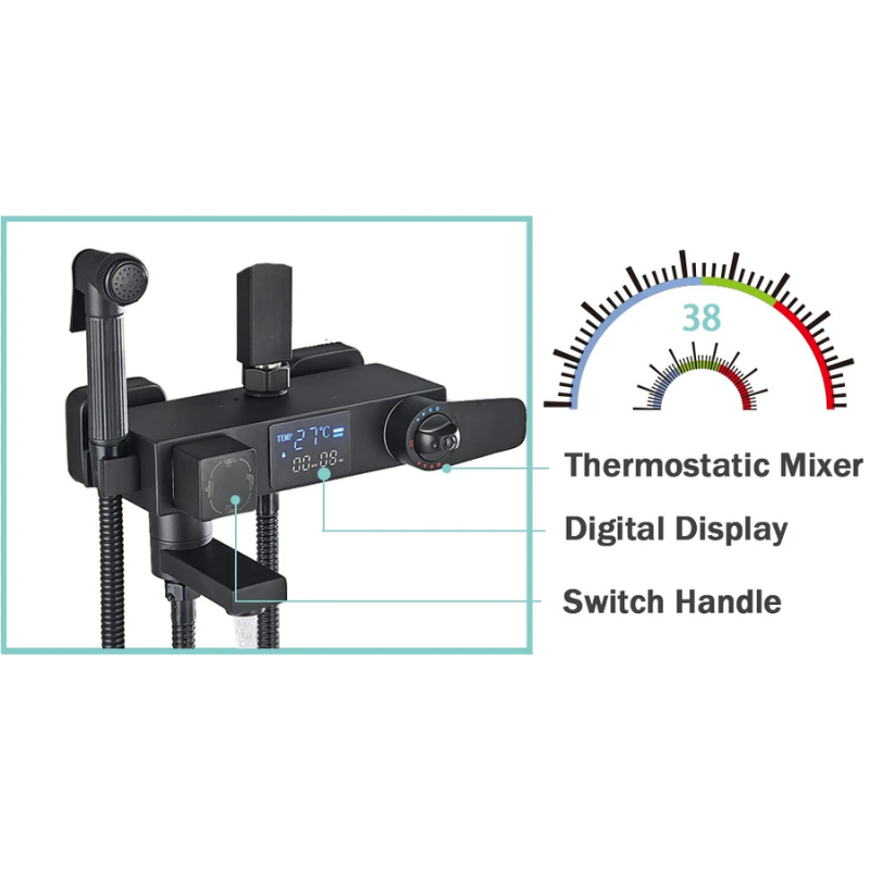 Colonne de douche noire multi voies