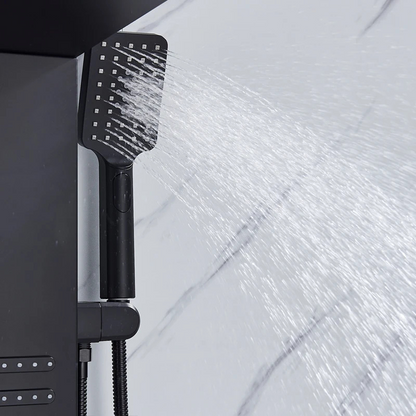 Colonne de douche noire avec jet massant