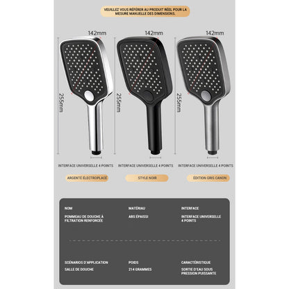 Pommeau de douche haute pression large