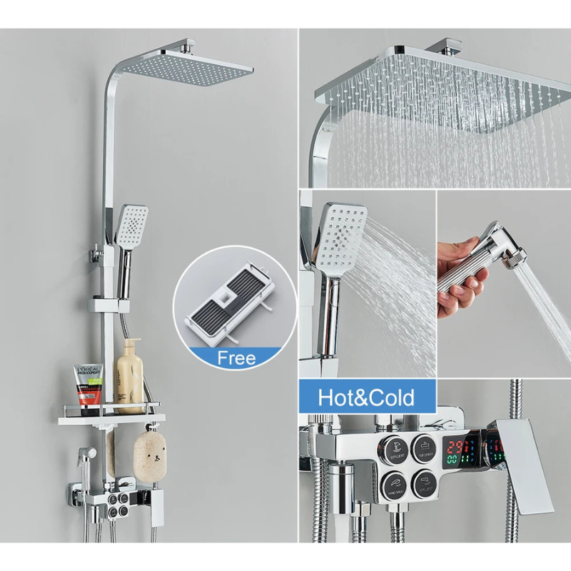 Colonne de douche noire multifonctions