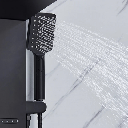 Colonne de douche noire avec jet massant