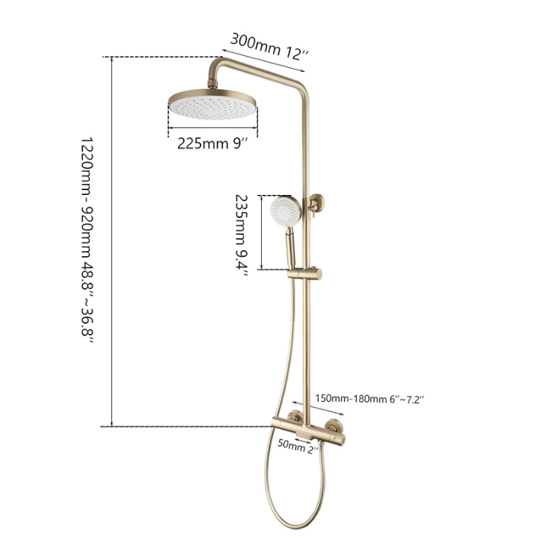 Colonne de douche avec mitigeur thermostatique