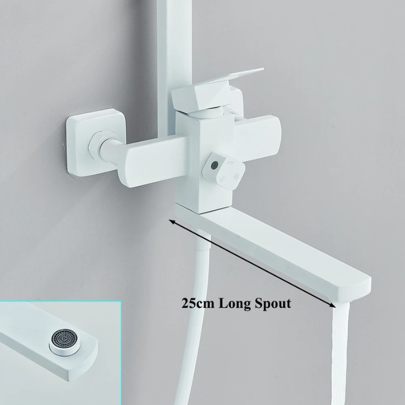 Colonne de douche blanche avec rangement