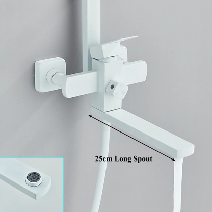 Colonne de douche blanche avec rangement