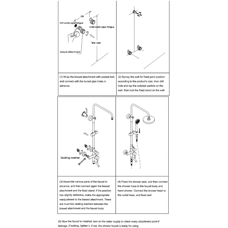Colonne de douche rétro réglable