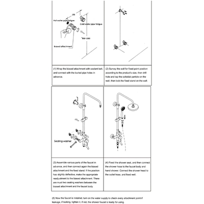 Colonne de douche rétro réglable