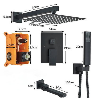 Colonne de douche encastrable avec bec déverseur