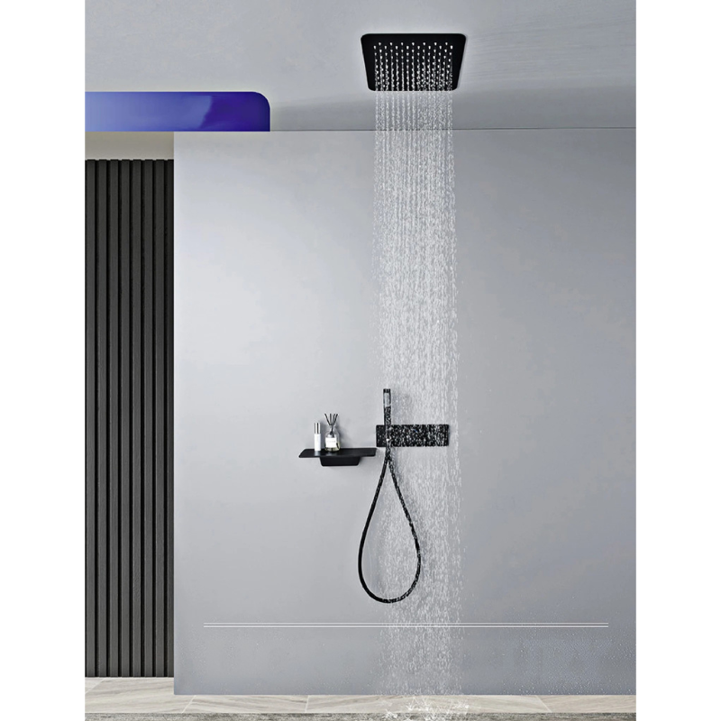 Colonne de douche laiton avec étagère