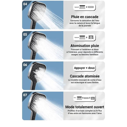 Pommeau de douche haute pression avec boutons