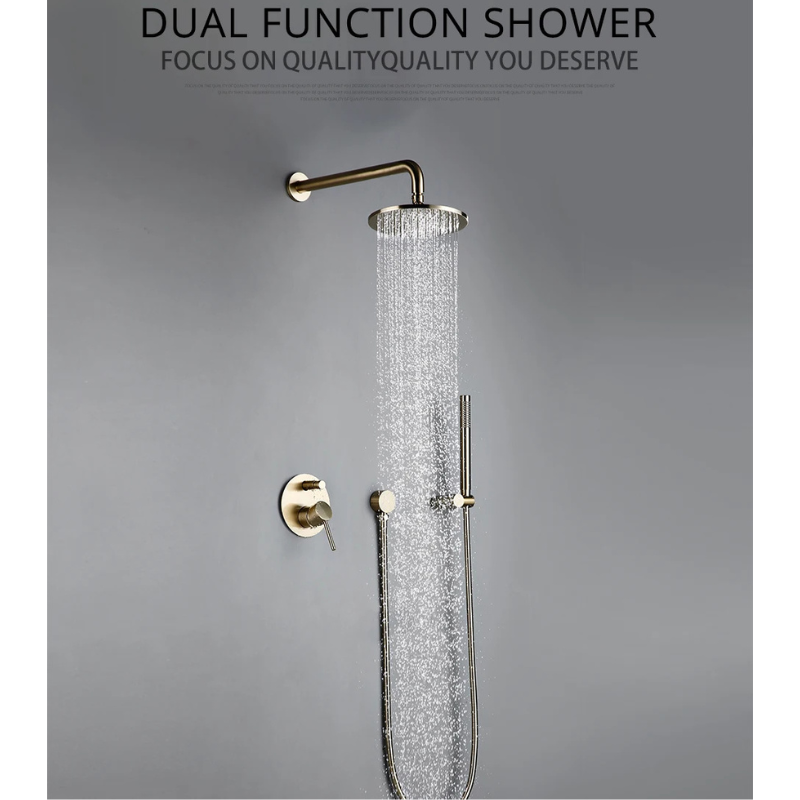 Colonne de douche avec mitigeur en or