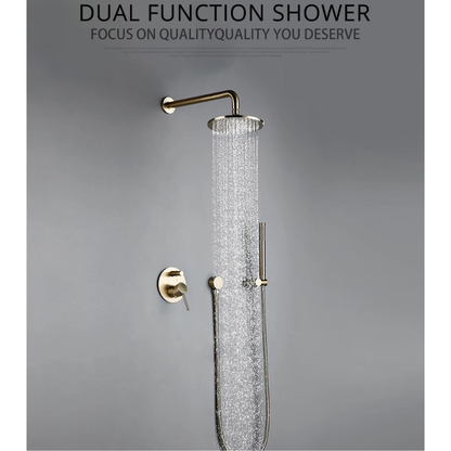 Colonne de douche avec mitigeur en or