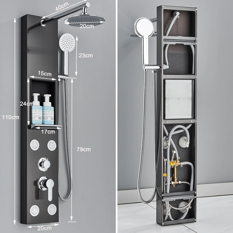 Colonne de douche hydromassante avec rangement