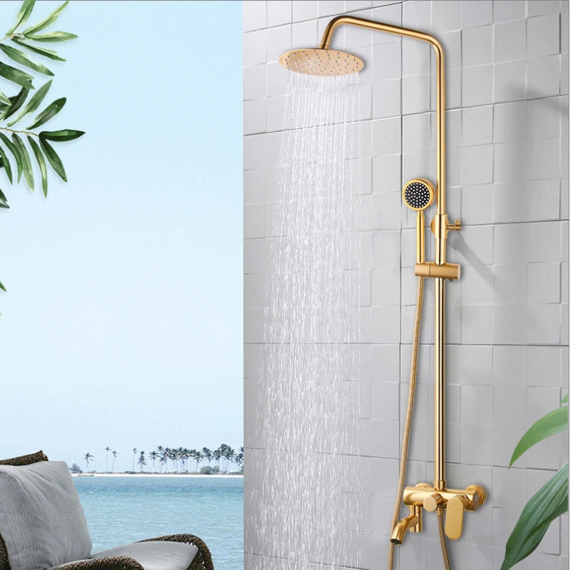 Colonne de douche avec mitigeur doré