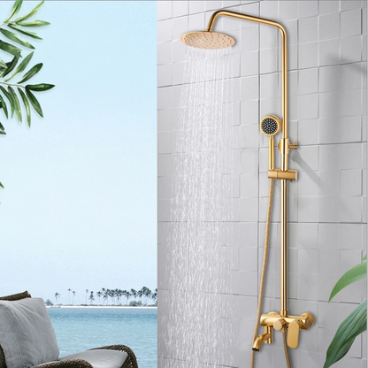 Colonne de douche avec mitigeur doré