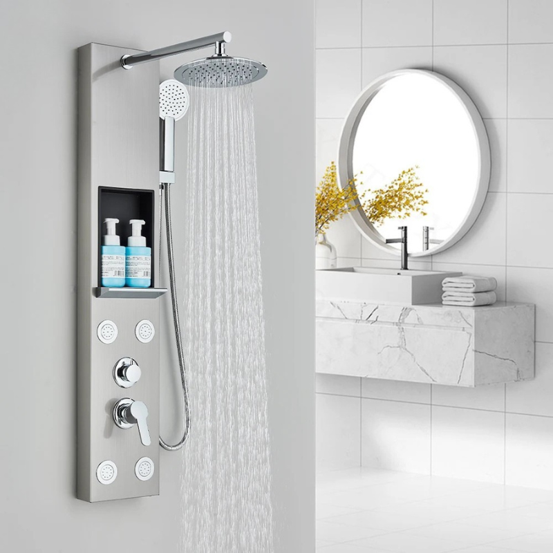 Colonne de douche hydromassante avec rangement
