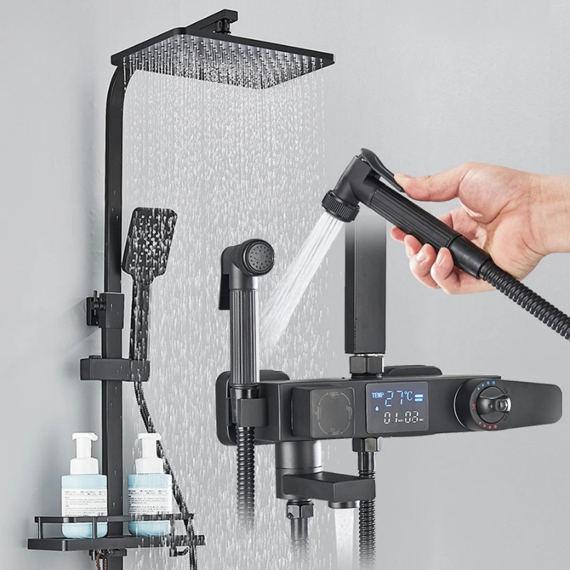 Colonne de douche noire multi voies