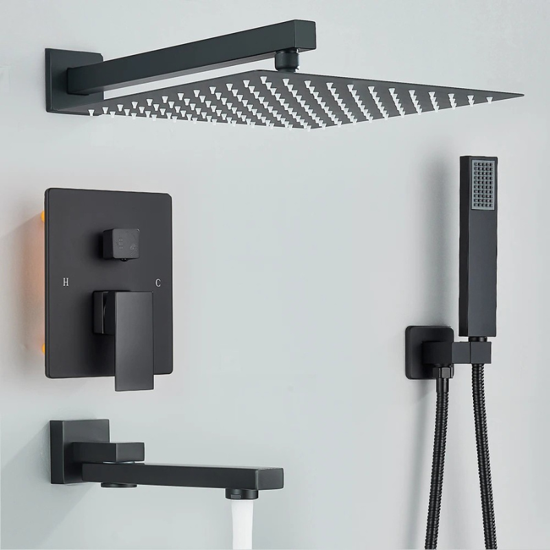 Colonne de douche noire robinet pivotant