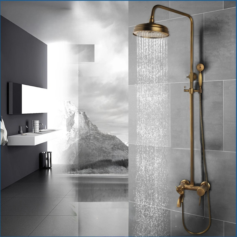 Colonne de douche rétro double pommeau