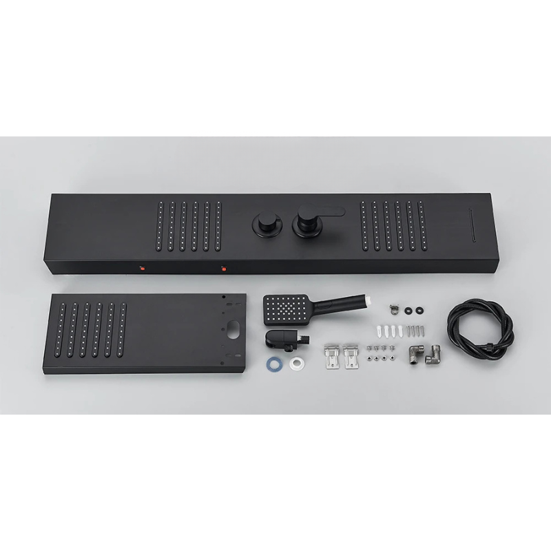 Colonne de douche noire avec jet massant