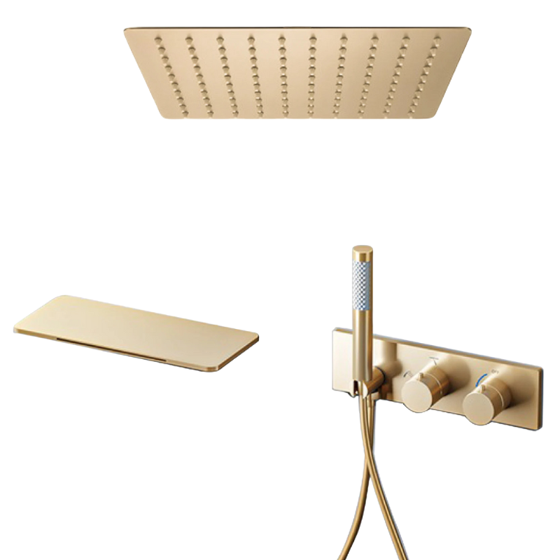 Colonne de douche laiton avec étagère