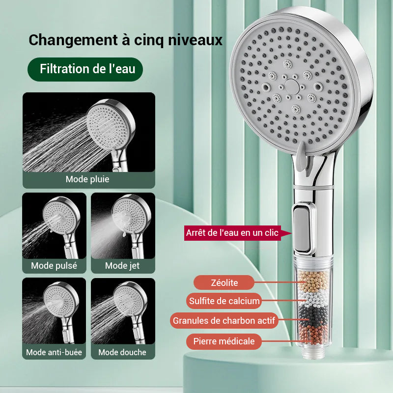 Pommeau de douche anti calcaire avec billes