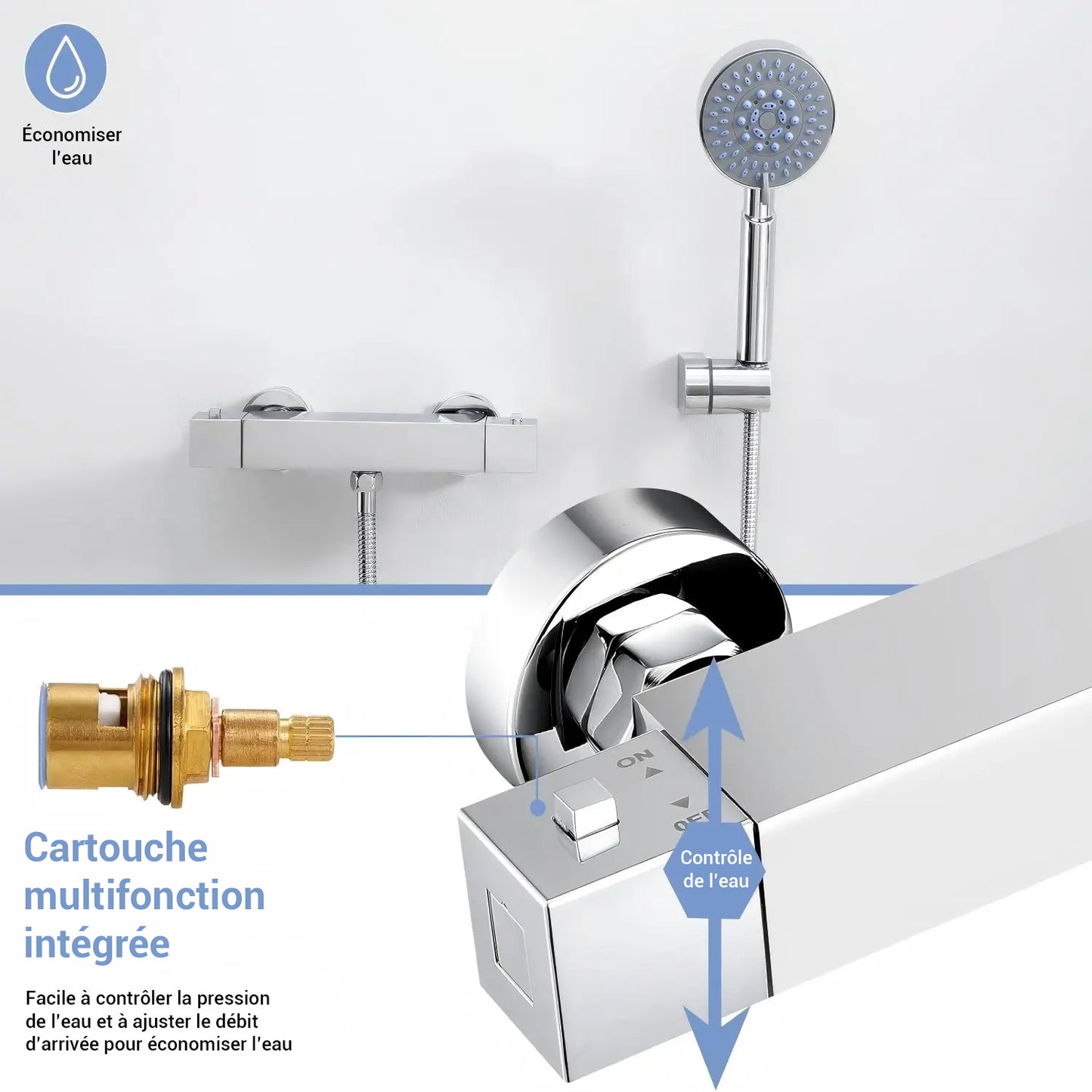 Mitigeur thermostatique carré