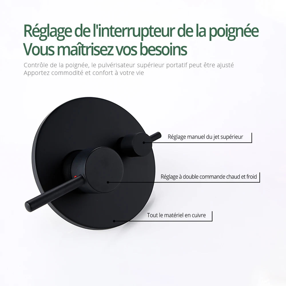 Colonne de douche encastrable bras de plafond