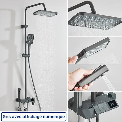 Colonne de douche pour baignoire affichage numérique - Gris