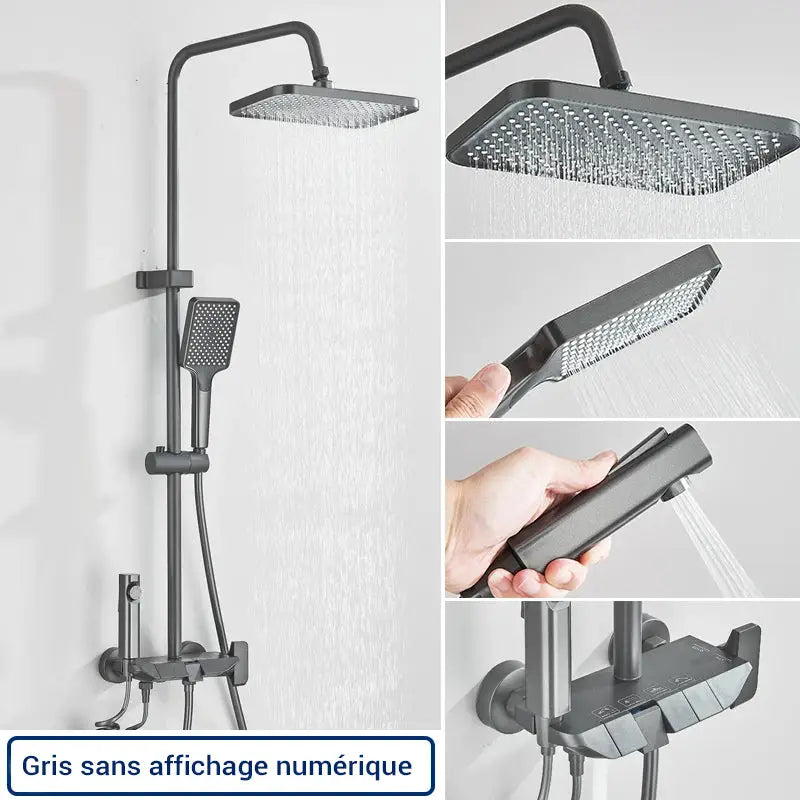 Colonne de douche pour baignoire avec bidet - Gris