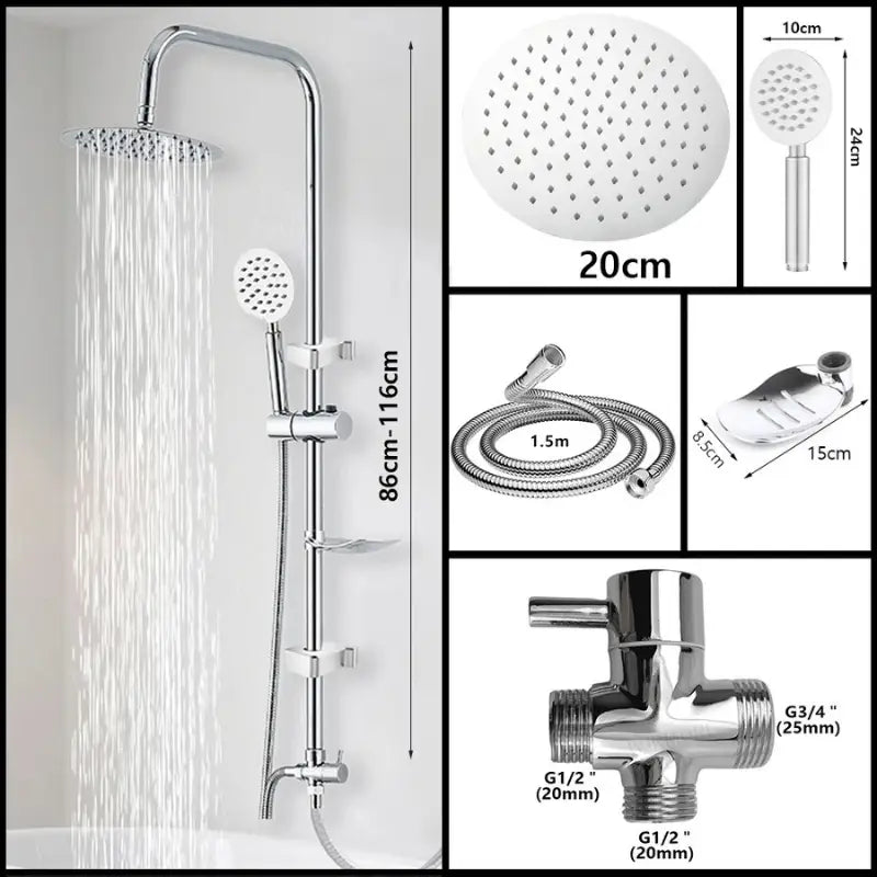 Colonne de douche pour baignoire avec étagère - Argent 20 cm