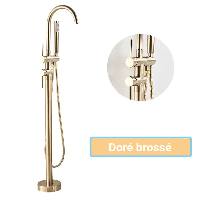 Colonne de douche pour baignoire sur pied - Doré brossé