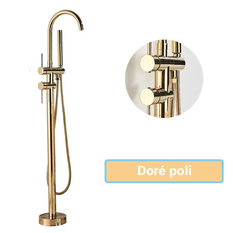Colonne de douche pour baignoire sur pied - Doré poli