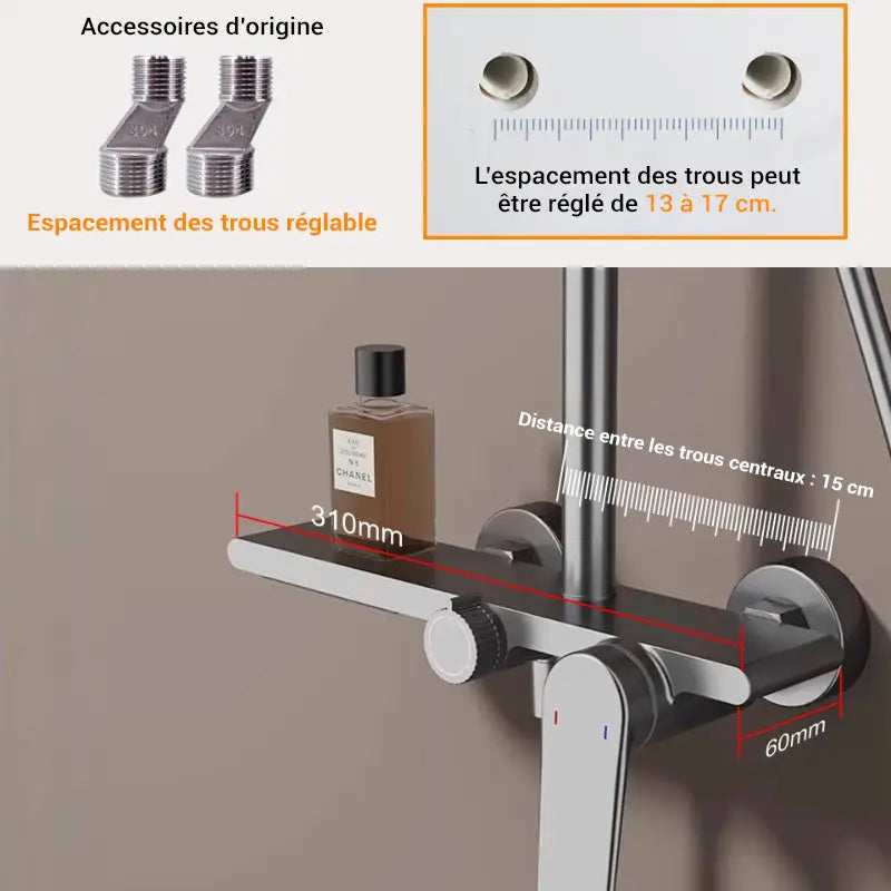 Colonne de douche pour baignoire pommeau arrondi