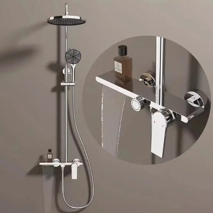 Colonne de douche pour baignoire pommeau arrondi - Chrome