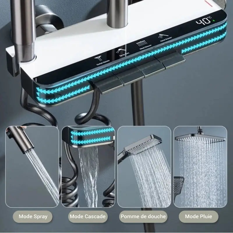 Colonne de douche blanche effet lumineux - Blanc