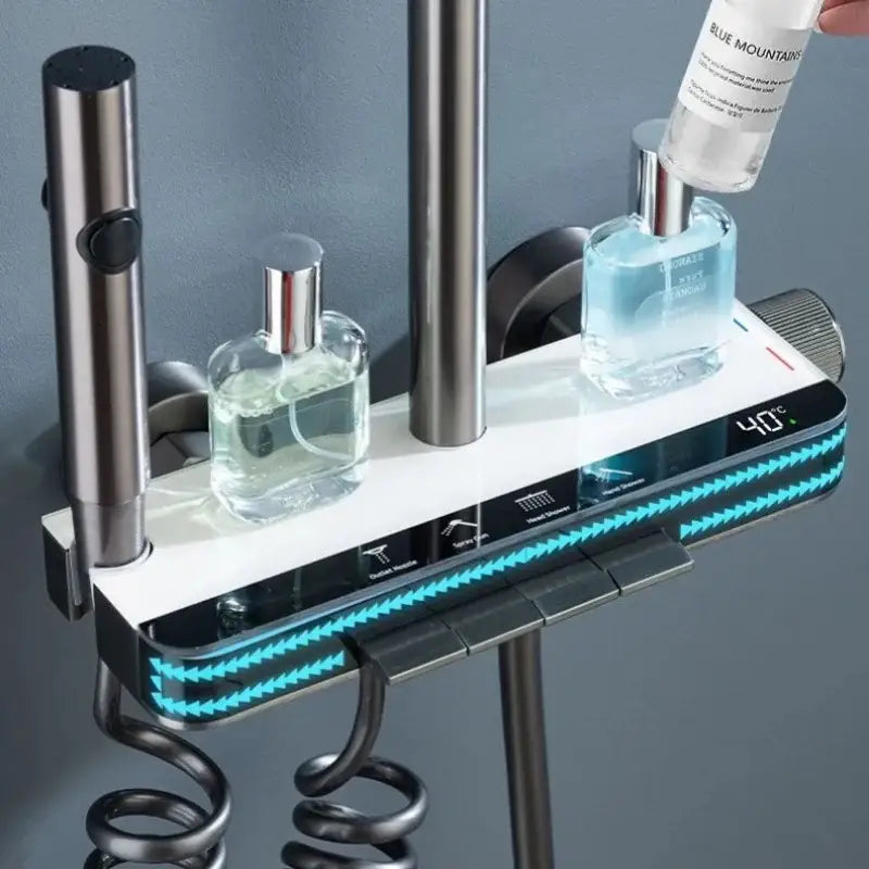 Colonne de douche blanche effet lumineux - Blanc